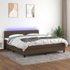 Cama Para Adultos | Cama Box Spring Colchón Luces Led Tela Marrón Oscuro 160x200cm Cfw686417