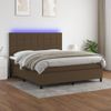 Cama Matrimonial | Cama Para Adultos | Cama Box Spring Colchón Luces Led Tela Marrón Oscuro 180x200cm Cfw248918