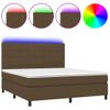 Cama Matrimonial | Cama Para Adultos | Cama Box Spring Colchón Luces Led Tela Marrón Oscuro 180x200cm Cfw248918