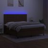 Cama Matrimonial | Cama Para Adultos | Cama Box Spring Colchón Luces Led Tela Marrón Oscuro 180x200cm Cfw248918