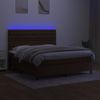 Cama Matrimonial | Cama Para Adultos | Cama Box Spring Colchón Luces Led Tela Marrón Oscuro 180x200cm Cfw10276