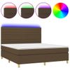 Cama Matrimonial | Cama Para Adultos | Cama Box Spring Colchón Luces Led Tela Marrón Oscuro 180x200cm Cfw936635