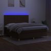 Cama Matrimonial | Cama Para Adultos | Cama Box Spring Colchón Luces Led Tela Marrón Oscuro 180x200cm Cfw936635