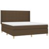 Cama Matrimonial | Cama Para Adultos | Cama Box Spring Colchón Luces Led Tela Marrón Oscuro 180x200cm Cfw501536