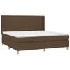 Cama Matrimonial | Cama Para Adultos | Cama Box Spring Colchón Luces Led Tela Marrón Oscuro 200x200 Cm Cfw192651