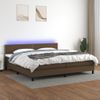 Cama Matrimonial | Cama Para Adultos | Cama Box Spring Colchón Luces Led Tela Marrón Oscuro 200x200 Cm Cfw574009