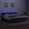 Cama Matrimonial | Cama Para Adultos | Cama Box Spring Colchón Luces Led Tela Marrón Oscuro 200x200 Cm Cfw577538