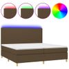 Cama Matrimonial | Cama Para Adultos | Cama Box Spring Colchón Luces Led Tela Marrón Oscuro 200x200 Cm Cfw517678