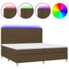 Cama Matrimonial | Cama Para Adultos | Cama Box Spring Colchón Luces Led Tela Marrón Oscuro 200x200 Cm Cfw856774