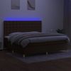 Cama Matrimonial | Cama Para Adultos | Cama Box Spring Colchón Luces Led Tela Marrón Oscuro 200x200 Cm Cfw856774