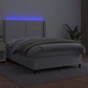 Cama Matrimonial | Cama Para Adultos | Cama Box Spring Colchón Y Led Cuero Sintético Blanco 140x190 Cm Cfw221068