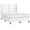 Cama Matrimonial | Cama Para Adultos | Cama Box Spring Colchón Y Led Cuero Sintético Blanco 140x190 Cm Cfw221068