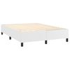 Cama Matrimonial | Cama Para Adultos | Cama Box Spring Colchón Y Led Cuero Sintético Blanco 140x190 Cm Cfw221068