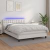 Cama Doble | Cama Box Spring | Cama Para Adultos Colchón Y Led Cuero Sintético Blanco 140x190 Cm Cfw701520