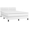 Cama Doble | Cama Box Spring | Cama Para Adultos Colchón Y Led Cuero Sintético Blanco 140x190 Cm Cfw701520