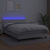 Cama Doble | Cama Box Spring | Cama Para Adultos Colchón Y Led Cuero Sintético Blanco 140x190 Cm Cfw701520