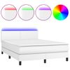 Cama Doble | Cama Box Spring | Cama Para Adultos Colchón Y Led Cuero Sintético Blanco 140x190 Cm Cfw145232