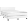 Cama Doble | Cama Box Spring | Cama Para Adultos Colchón Y Led Cuero Sintético Blanco 140x190 Cm Cfw145232