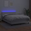 Cama Doble | Cama Box Spring | Cama Para Adultos Colchón Y Led Cuero Sintético Blanco 140x190 Cm Cfw145232