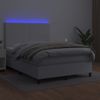 Cama Matrimonial | Cama Para Adultos | Cama Box Spring Colchón Y Led Cuero Sintético Blanco 140x190 Cm Cfw603965