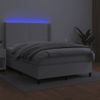 Cama Matrimonial | Cama Para Adultos | Cama Box Spring Colchón Y Led Cuero Sintético Blanco 140x190 Cm Cfw168074