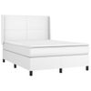 Cama Matrimonial | Cama Para Adultos | Cama Box Spring Colchón Y Led Cuero Sintético Blanco 140x190 Cm Cfw168074