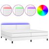 Cama Doble | Cama Box Spring | Cama Para Adultos Colchón Y Led Cuero Sintético Blanco 200x200 Cm Cfw523802