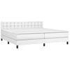 Cama Doble | Cama Box Spring | Cama Para Adultos Colchón Y Led Cuero Sintético Blanco 200x200 Cm Cfw318734