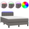 Cama Doble | Cama Box Spring | Cama Para Adultos Colchón Y Led Cuero Sintético Gris 120x200 Cm Cfw394582