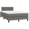 Cama Doble | Cama Box Spring | Cama Para Adultos Colchón Y Led Cuero Sintético Gris 120x200 Cm Cfw269473