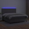 Cama Doble | Cama Box Spring | Cama Para Adultos Colchón Y Led Cuero Sintético Gris 160x200 Cm Cfw120848