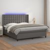 Cama Doble | Cama Box Spring | Cama Para Adultos Colchón Y Led Cuero Sintético Gris 180x200 Cm Cfw358755