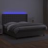 Cama Doble | Cama Box Spring | Cama Para Adultos Colchón Y Led Cuero Sintético Gris 180x200 Cm Cfw358755