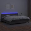 Cama Para Adultos | Cama Box Spring Colchón Y Led Cuero Sintético Gris 200x200 Cm Cfw380937