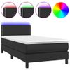 Cama Individual | Cama Box Spring | Cama Para Adultos Colchón Y Led Cuero Sintético Negro 100x200 Cm Cfw612907