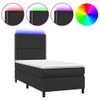 Cama Para Adultos | Cama Box Spring Colchón Y Led Cuero Sintético Negro 100x200 Cm Cfw816256