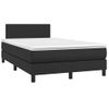 Cama Doble | Cama Box Spring | Cama Para Adultos Colchón Y Led Cuero Sintético Negro 120x200 Cm Cfw322586