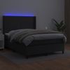 Cama Doble | Cama Box Spring | Cama Para Adultos Colchón Y Led Cuero Sintético Negro 140x190 Cm Cfw968897