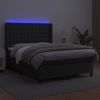 Cama Doble | Cama Box Spring | Cama Para Adultos Colchón Y Led Cuero Sintético Negro 140x190 Cm Cfw625349