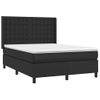 Cama Doble | Cama Box Spring | Cama Para Adultos Colchón Y Led Cuero Sintético Negro 140x190 Cm Cfw625349