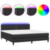 Cama Doble | Cama Box Spring | Cama Para Adultos Colchón Y Led Cuero Sintético Negro 160x200 Cm Cfw703675