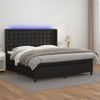 Cama Doble | Cama Box Spring | Cama Para Adultos Colchón Y Led Cuero Sintético Negro 160x200 Cm Cfw430745