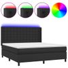 Cama Doble | Cama Box Spring | Cama Para Adultos Colchón Y Led Cuero Sintético Negro 160x200 Cm Cfw430745