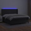 Cama Doble | Cama Box Spring | Cama Para Adultos Colchón Y Led Cuero Sintético Negro 160x200 Cm Cfw569687