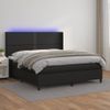 Cama Doble | Cama Box Spring | Cama Para Adultos Colchón Y Led Cuero Sintético Negro 180x200 Cm Cfw406656