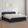 Cama Doble | Cama Box Spring | Cama Para Adultos Colchón Y Led Cuero Sintético Negro 180x200 Cm Cfw849755