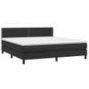 Cama Doble | Cama Box Spring | Cama Para Adultos Colchón Y Led Cuero Sintético Negro 180x200 Cm Cfw849755