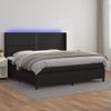 Cama Para Adultos | Cama Box Spring Colchón Y Led Cuero Sintético Negro 200x200 Cm Cfw921646