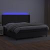 Cama Para Adultos | Cama Box Spring Colchón Y Led Cuero Sintético Negro 200x200 Cm Cfw921646