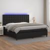 Cama Doble | Cama Box Spring | Cama Para Adultos Colchón Y Led Cuero Sintético Negro 200x200 Cm Cfw623056